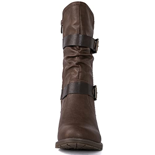 GLOBALWIN Women's Mid Calf Comfortable Fashion Dress Boots For Women Low Heel With Zipper4