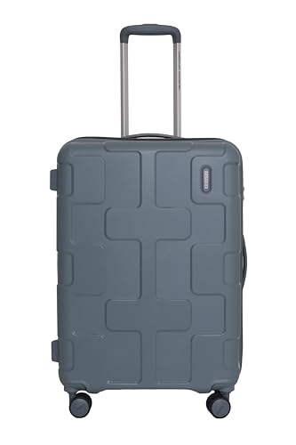 Image of American Tourister Cuboid | Cabin Trolley Bag (55 cm) | 360 8 Wheel Travel Luggage | Hard Case Polypropylene Suitcase | Recessed Combination Lock | Stormy Grey