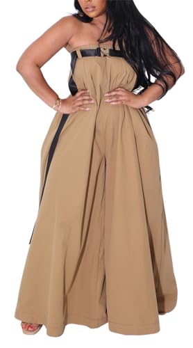 Hotheart Womens Fashion Strapless Sleeveless Solid Color Mesh Loose Casual Pleated Dress(with Belt)