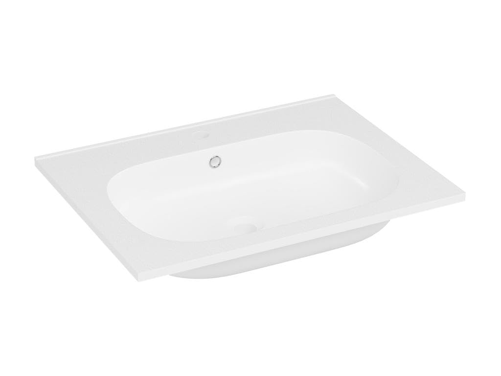 Vente-unique - Lavabo empotrado Okiwa - L 60cm x A 46cm x H 14.5cm - resina - blanco