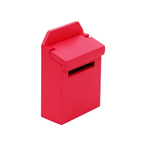 Shimigy Miniature Wooden Colorful Outside Letterbox Postbox Mailbox for 1:12 Dollhouse (Red)