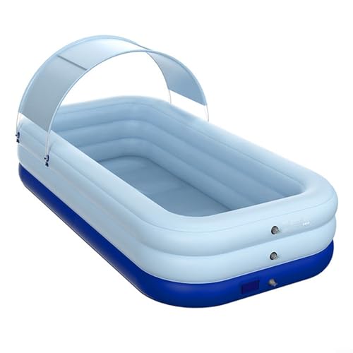 ZAMETTER Marco de piscina autoinflable inalámbrico con toldo extraíble, piscina inflable para niños, niños pequeños y adultos (3.18 m azul)