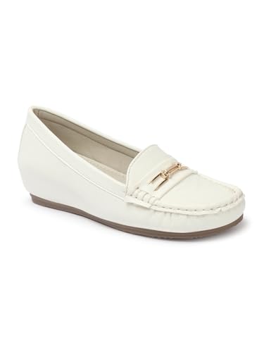 Image of Carlton London Women Comfortable and Stylish Flat Square Toe Slip On Fashion Loafer Shoes for Daily,Office, Casual and Formal Use