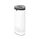 Brabantia - Selector Wäschekorb - Doppelten Quick-Drop-Deckel - Zwei Wäschekörbe - Wäschesack aus Baumwolle - Belüftungslöcher - Platzsparend - Weiss - 55 L- 29.0 x 63.0 x 45.0 cm