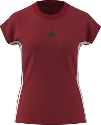 adidas Womens Essentials 3-Stripes Single Jersey Tee Better Scarlet/White M