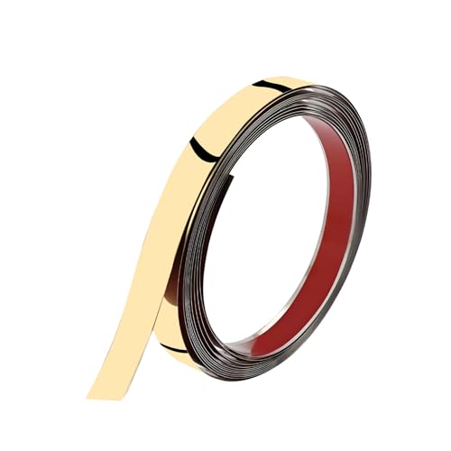 Image of VOLO Stainless Steel 5 Meter Mirror Finish Weather Strip - Waterproof Self-Adhesive Tape for Tile Gap, Wall, Cabinet, Kitchen & Floor - Peel & Stick Adhesive Strip (GOLD, 30MM (1.2 INCH))