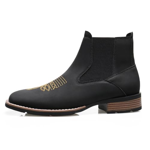 Cowboy Boots for Men Vintage Classic Embroidery Western Boots Casual Dress Slip on Men Shoes2