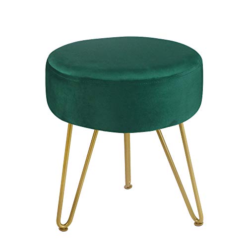 Velvet Footrest Stool Ottoman Round Modern Upholstered Vanity Footstool Side Table Seat Dressing