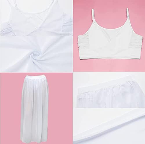 BISKAMY Avondjurk voor dames, sexy V-hals, lange sling, chiffon, 2-delige jurk met split, partyjurk, kleding, maxi-jurk - Image 3