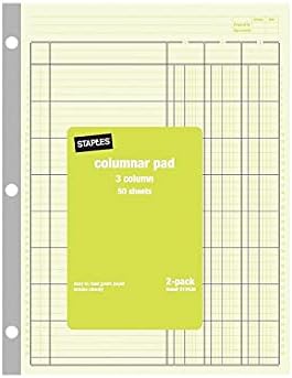 Staples 217836 Columnar Books 100 Pages Green 2/Pack (217836Abf)