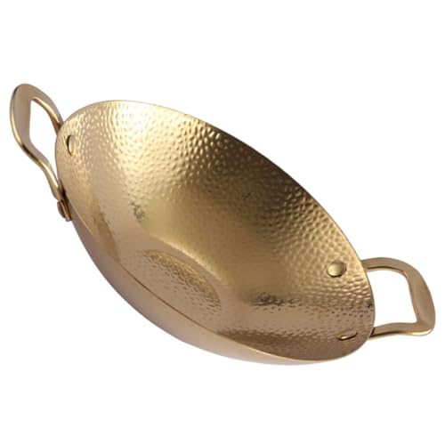 PRETYZOOM Pentola Asciutta in Acciaio Resistente 9 Doppia Maniglia, Padella Wok Per Uso Domestico, Riscaldamento Rapido e Uniforme Per Cucina Casalinga e Ristoranti