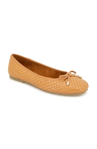 Kenneth Cole REACTION Women's Elstree Ballet Flat, Tan Woven, 8.5