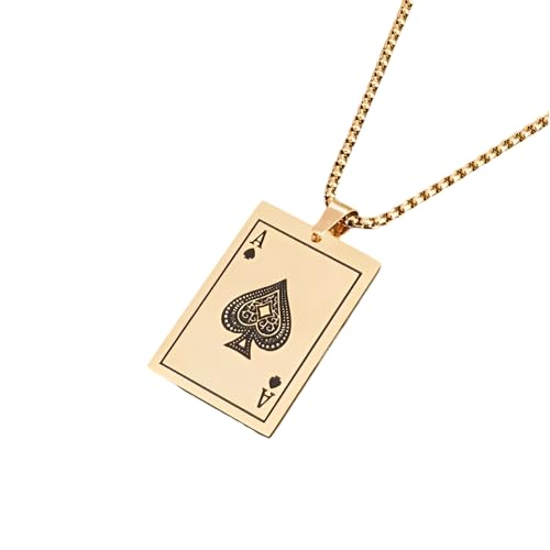 Chaîne pendentif as de pique de carte de poker en argent pour homme femme