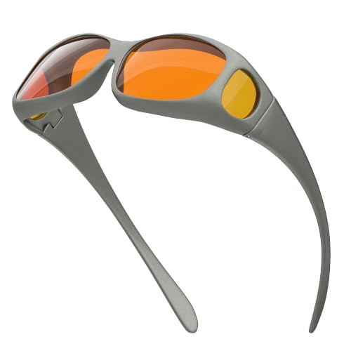 Image of Eyekepper 100% Blue Light Blocking Fit Over Glasses for Improve Sleep, Blue Light Glasses for Women Men Nighttime, Computer Protection Eyewear - Grey
