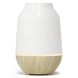 Salking Diffuseur d'arômes en céramique, diffuseur d'huiles essentielles d'aromathérapie à ultrasons avec fonction d'arrêt automatique, lumière blanche chaude blanche, grain de bois, diffuseur pour la