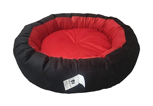 Image of Medium Size Dog Bed for Medium Size Dogs, Puppies, Kitten and cat Bed Velvet Fabric Dual Color Red-Black Anti Skid Bottom Washable Export Quality Pet Bed