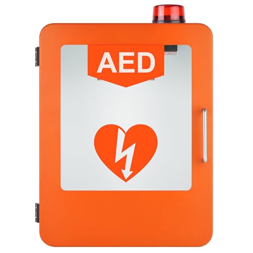 Generico Defibrillatore DAE, Armadietto di Stoccaggio for Defibrillatore DAE Montato A Parete, con Sistema di Allarme per Casa, Scuole, Club,Arancia