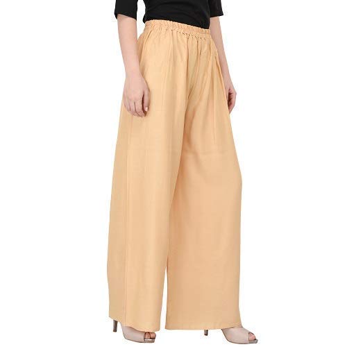 Image of Women's Plain Rayon Flared Palazzo (Free Size)