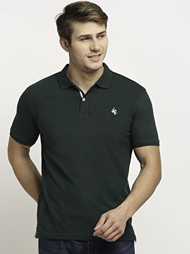 Image of Cantabil Men's Cotton Blend Solid Polo Neck T-Shirt (Regular Fit)