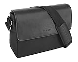  Bugatti Horizon Messenger Bag für Damen und Herren mit 13“ Laptopfach, Unisex Umhängetasche Kuriertasche Schultertasche, Schwarz