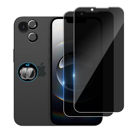 Bihizei Protector de Pantalla Privacidad para iPhone 16e/iPhone 17e, 2 Piezas Antiespias Cristal Templado 2 Piezas Protector de Lente de Cámara, [9H Dureza] [Anti Arañazo] [Anti Espía]