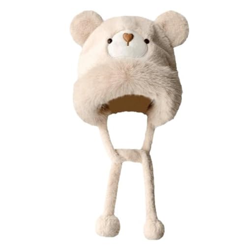 Plush hat Bear Ear hat Female Autumn and Winter Thickened Warm Ear Protector Hood Hood Cute Cycling Gloves2