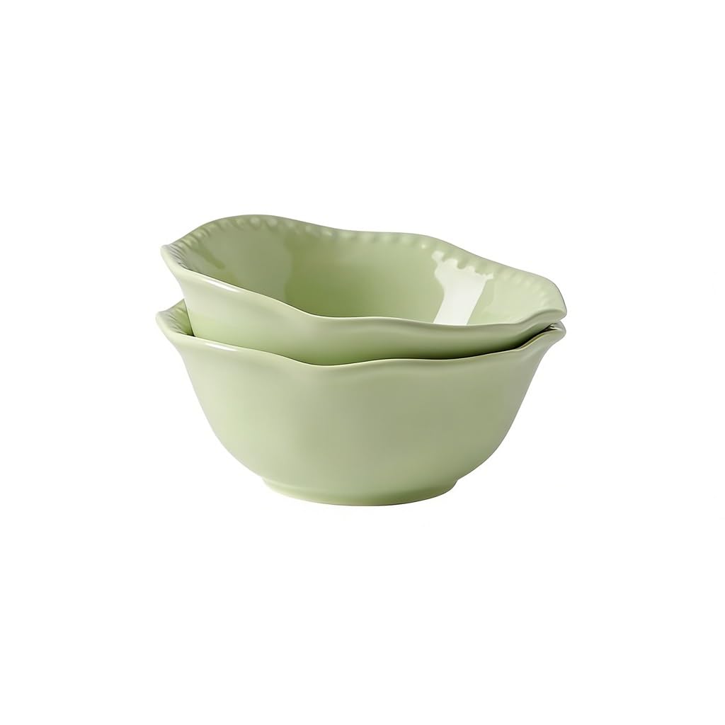Miski na zupę, zestaw 2 misek płatki śniadaniowe, 450 ml Ceramiczna biała duża miska Miska śniadaniowa do sałatek, makaronów, ryżu i owsa(Green)