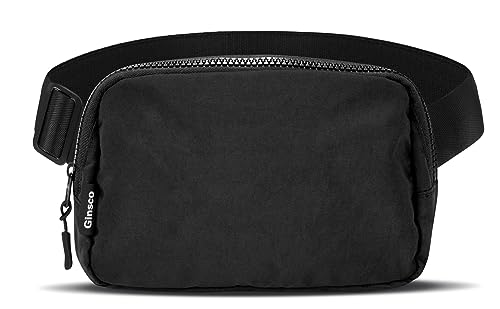 Fanny Packs for Women Men, Ginsco Belt Bag for Women Fanny Pack Crossbody Bags Waterproof with Adjustable Strap, Everywhere Belt Bag for Travel Fitness Running Hiking Dark Black M125