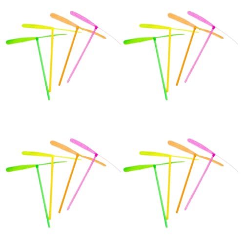 SGETHCH 15 Pcs Hand Rub Flying Propellers - Retro Dragonfly Manual Spin Helicopters - Lightweight Outdoor Flying Novelty for Garden Games Parties & Event Bag Fillers - Assorted Colours