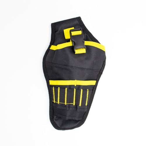 Fondina per trapano per utensili pesanti con custodia per punte in tessuto Oxford 1680D, adatta per trapani elettrici per utensili a percussione, nero con rosso