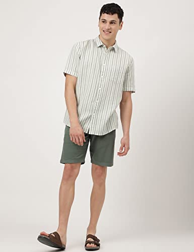 Image of Marks & Spencer Mens Striped Linen Blend Collared Neck Relaxed Fit Shirt