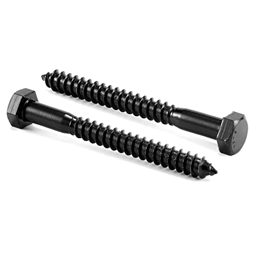3/8" x 3" Hex Head Lag Screws Bolts 10Pcs 304 Stainless Steel 18-8, Partial Thread, Hexagon Head Wood Screws by Black Oxide by SG TZH