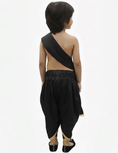 Image of BookMyCostume Indian Traditional Costume for Kids | Ramayana Dress for Boys | Black Dhoti with Patka Dussehra Dress | Mythology Fancy Dress Costume for School Annual Day Performance | 4-5 Years
