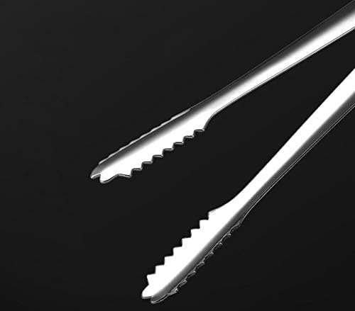 Miniatura 3 de Pinzas de cocina de acero inoxidable plateado de 7 pulgadas para cocinar a la parrilla con bloqueo de alimentos, utensilios, pinzas de alimentos