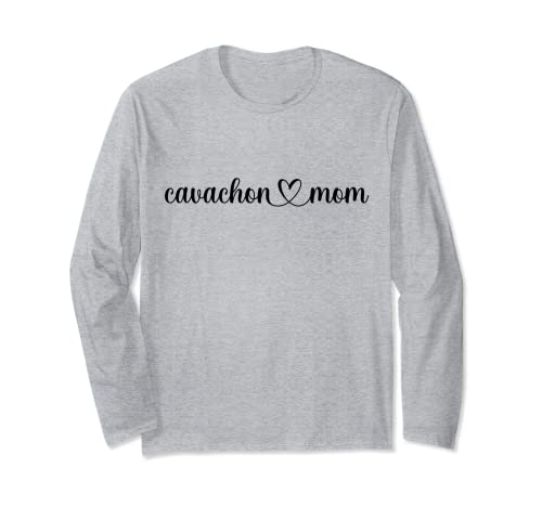Dog Heart Love Cavachon Mom Long Sleeve T-Shirt, Grey