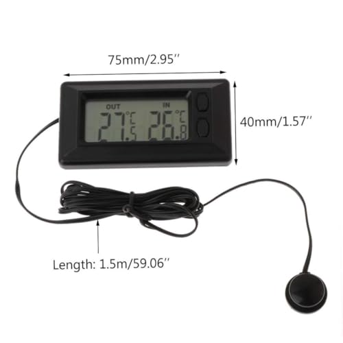 Termometro Per Auto Temperatura Interna, Termometro Interno Ed Esterno Display Digitale Lcd, Con Cavo Da 1, 5 M, Interno Ed Esterno, Digitale - 4