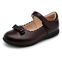 Stelle School Shoes for Girls Uniform Mary Jane Dress Shoes Flats Church Music Recitals(Little/Big Kids)(Brown,12ML)