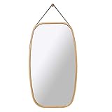OTHZON Wall Hanging Mirror - Bamboo Framed Wall Mirror,Full-Length Mirror, Wall-Mounted Household Bathroom Mirror,Easy to Move and Hang On The Wall in Any Room