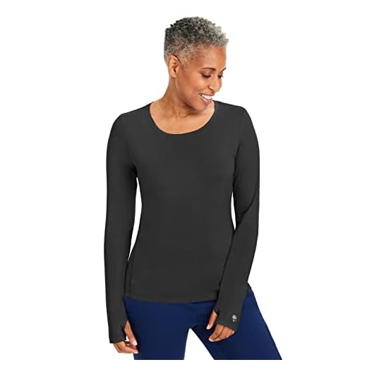 Healing Hands Comfortable Under Scrubs for Women Knits Women’s Medical Long Sleeve Scrub Tee 5051 Mackenzie Black XL