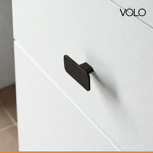 Image of VOLO Stainless Steel Drawer Knob for Cabinet Wardrobe and Cupboard Durable Knobs with Screws for Kitchen Dresser and Office Furniture | S-723 (Black, 2 Pieces)