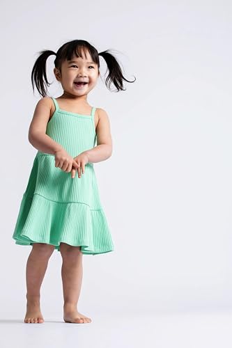 Image of monica + andy Ribbed Spaghetti Strap Dress, 100% Organic Kids Clothes for Girls, Girl Casual Dress