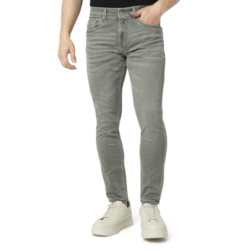 Image of Spykar Men's Kano Slim Fit Mid-Rise Jeans (Ankle Length)