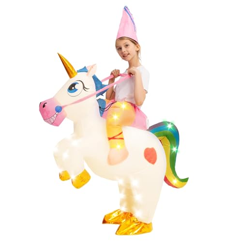 Disfraz inflable infantil de unicornio con luz