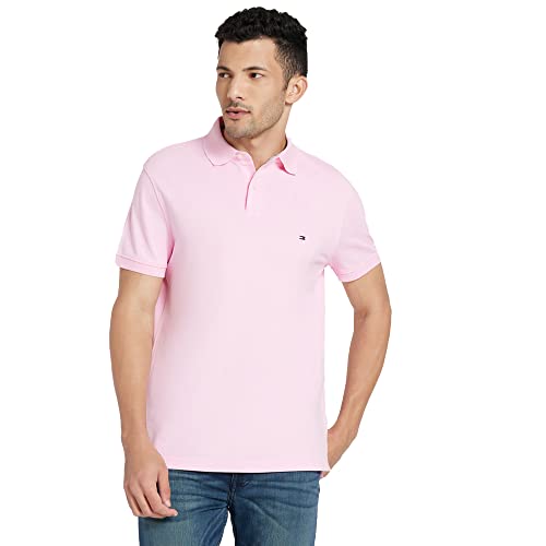 Image of Tommy Hilfiger Solid Regular fit Cotton Polo t-Shirt