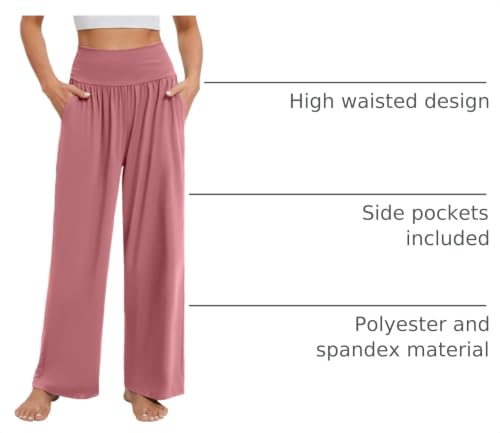 Image of Gracyoga Wide Leg Yoga Pants for Women Casual Loose Cozy Sweatpants High Waisted Lounge Pajama Flowy Pants With Pockets