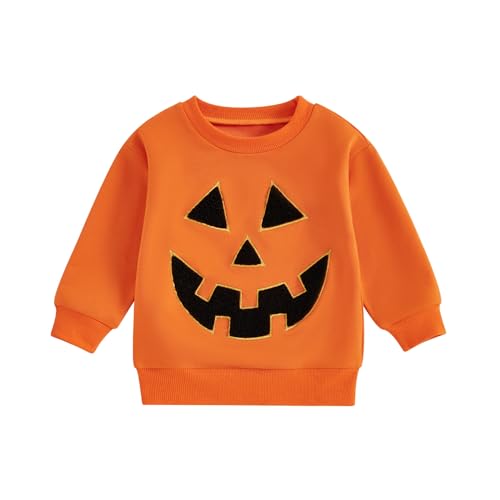 Image of Lucikamy Toddler Baby Boy Girl Halloween Sweatshirt Long Sleeve Letter Print Shirt Pullover Sweater Top Fall Winter Clothes