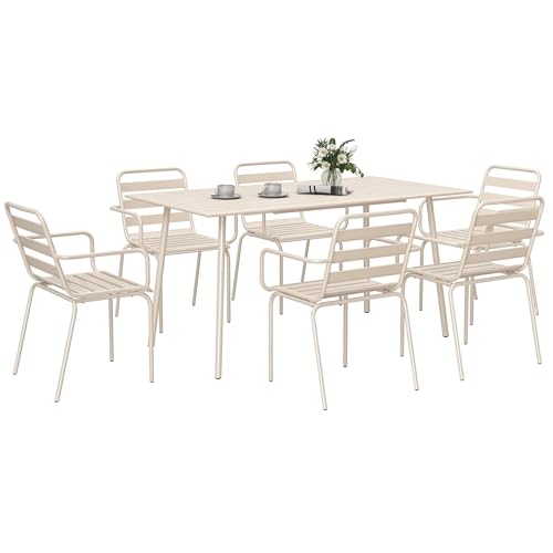 Outsunny Salon de Jardin extérieur Ensemble Salle à Manger de Jardin 7 pièces avec 1 Table et 6...