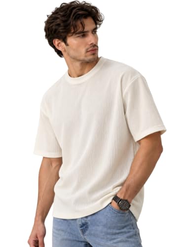 Image of Leriya Fashion T Shirt for Man | Men Luxury Vertical Stripe Textured T-Shirt | Classic Crew Neck Short Sleeve Knit Tee | Cotton Tshirts for Men | Regular Fit Soft Tshirt with Modern Golf Athletic