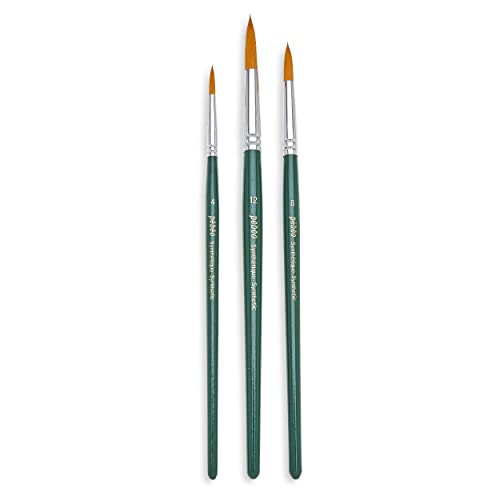 Pébéo 829298 Eveil Artistique Set of 3 Brushes No. 4/8/12 Round Synthetic