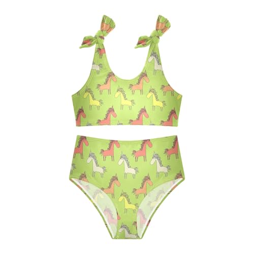 Toddler Girls Bikini Set Colored Unicorns Swimsuits Kid Bowknot Swimwear 2 Piece Bathing Suit 3-12T3